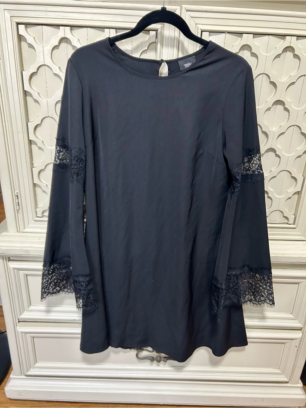 Massimo Black Lace-Trim Tunic Top